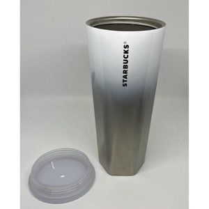 Starbucks 2021 Holiday Geometric White Ombre 24oz Stainless Steel Tumbler EUC
